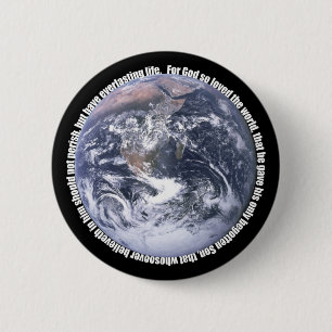 John 3:16-Earth Christelijke Button