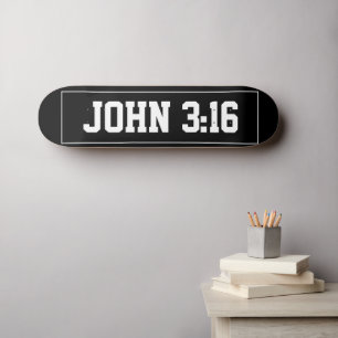 John 3:16 Eenvoudig Modern Zwart-Wit Christelijk Skateboard