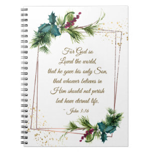 John 3:16 God hield van de Eerste Kerstdag van de Notitieboek
