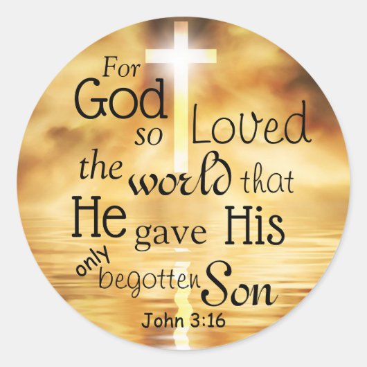 John 3 16 God hield van de Wereld Bijbelse Verse Ronde Sticker (Voorkant)