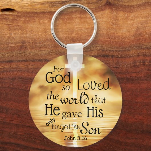 John 3:16 God hield van de Wereldbijbeltoets Sleutelhanger (Voorkant)