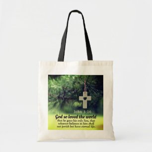 John 3:16 God hield zo van de wereld die hij zijn  Tote Bag