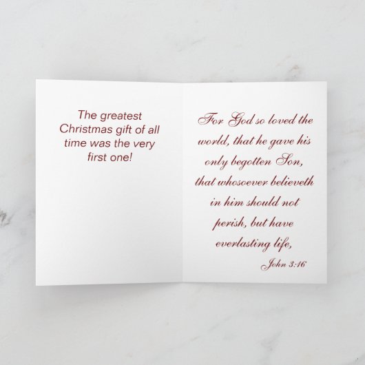John 3:16 KJV Carte de Noël (Intérieur)