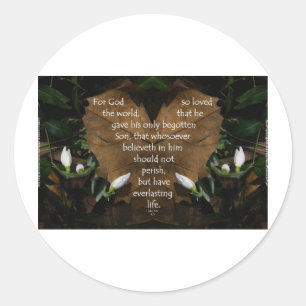 john 3:16 koning james on hart leaf ronde sticker