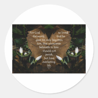 john 3:16 koning james on hart leaf ronde sticker