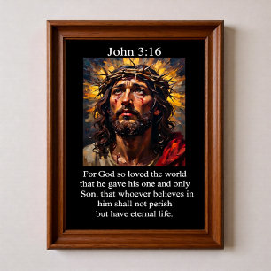 John 3:16 Kruisiging Passie Christus Doornenkroon Poster