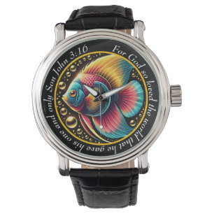 John 3:16 Levendige Vissen Horloge Oceaan Geloven