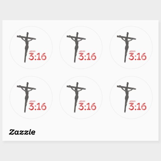 John 3:16 Manuscript en kruisbeeld Ronde Sticker (Vel)
