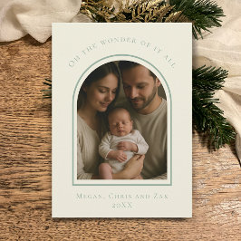 John 3:16 Modern Sage Elegant Arch Christmas Photo Feestdagenkaart