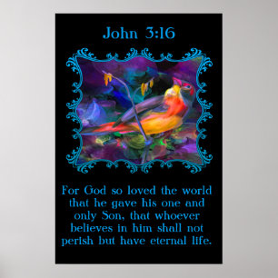 John 3:16 Mooie regenboogkleurige maagspoel Poster