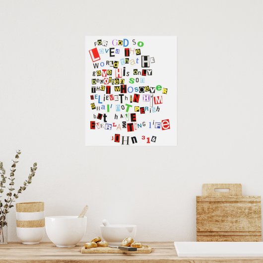 John 3:16 Poster des notes de rançon (Cuisine)