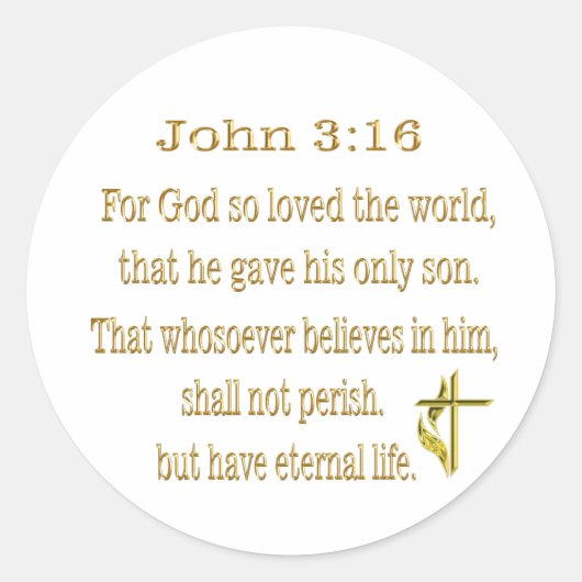 John 3:16 punten ronde sticker (Voorkant)