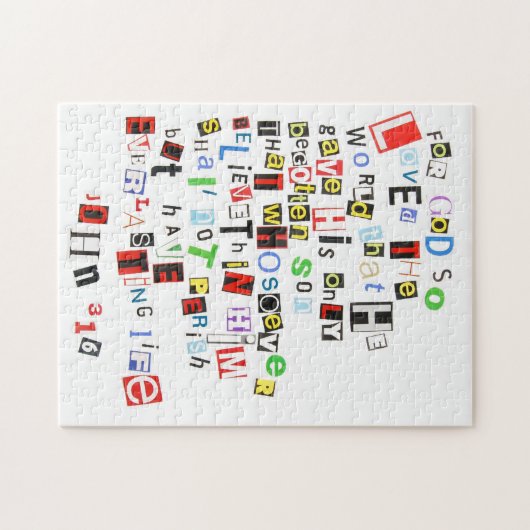 John 3:16 Ransom Note Legpuzzel (Horizontaal)