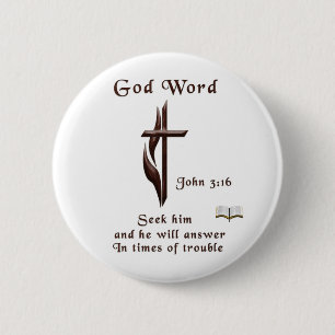 John 3:16 ronde button 5,7 cm