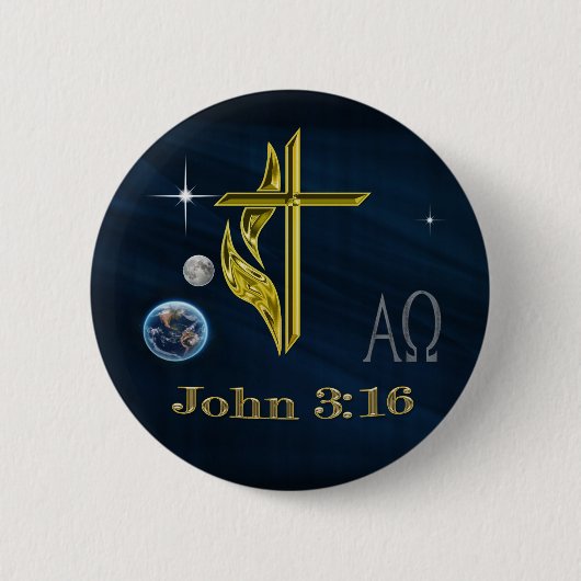 John 3:16 ronde button 5,7 cm (Voorkant)
