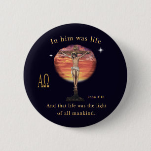 John 3:16 ronde button 5,7 cm