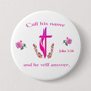 John 3:16 ronde button 7,6 cm