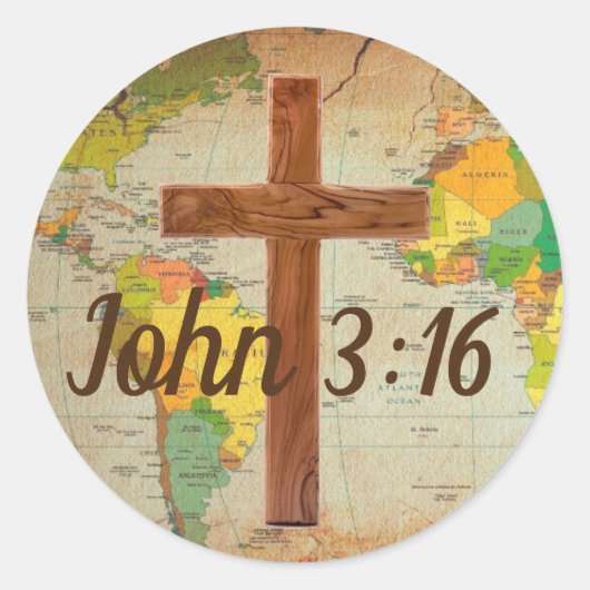 John 3:16 ronde sticker (Voorkant)