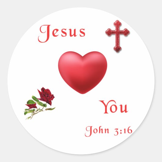 John 3:16 ronde sticker (Voorkant)