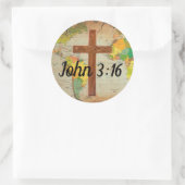 John 3:16 ronde sticker (Tas)