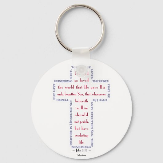 John 3:16 Rood, wit en blauw kruis Sleutelhanger (Voorkant)