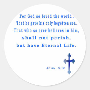 john 3:16-scriptie ronde sticker