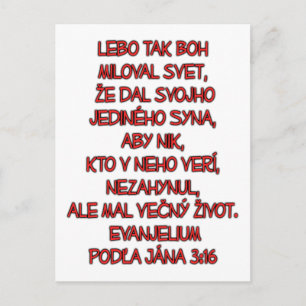 John 3:16 Slowaaks Briefkaart