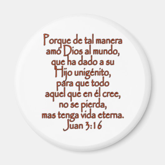 John 3:16 Spaans Magneet (Voorkant)