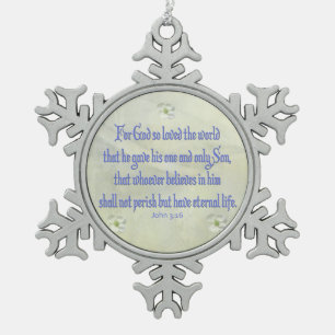 John 3:16 tin sneeuwvlok ornament
