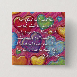 John 3:16-toets vierkante button 5,1 cm