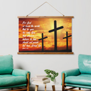 JOHN 3:16 TRENDIGE BIJBELVERS CHRISTELIJK KADO HANGEND WANDKLEED