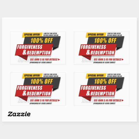 John 3:16 Vergeving & Verlossing Speciale Aanbiedi Rechthoekige Sticker (Vel)