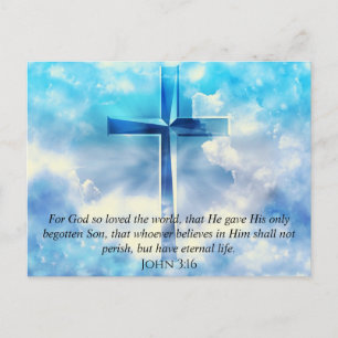 John 3:16 Verse Blue Sky Christelijke Cross Gods L Briefkaart
