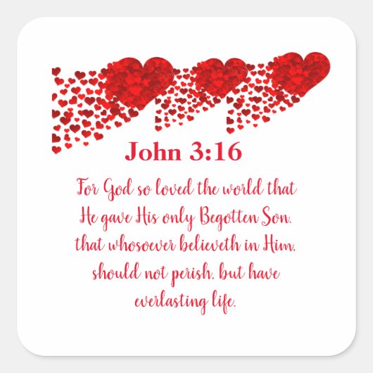 John 3:16 vierkante sticker (Voorkant)