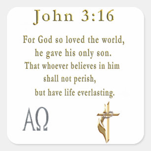 John 3:16 vierkante sticker