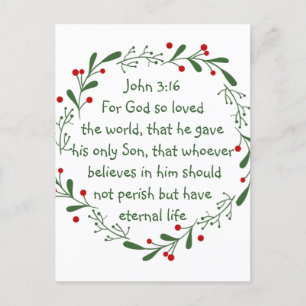 John 3:16 Voor God zo geliefd bij de wereld Kerstm Briefkaart