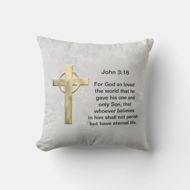 John 3:16 (wit) kussen (Voorkant)