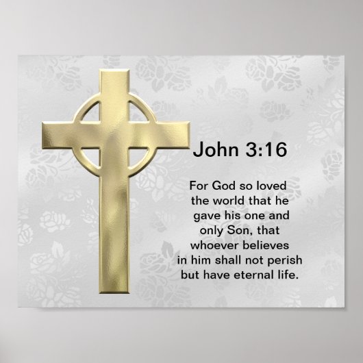 John 3:16 (wit) poster (Voorkant)