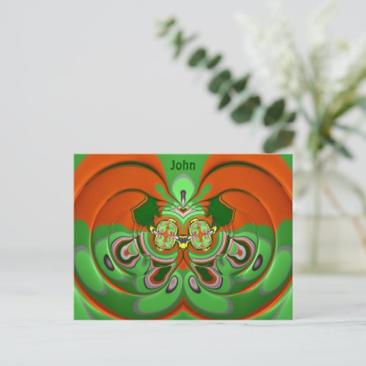 JOHN ~ 3D Design Pattern ~ Kerstkleuren~ Briefkaart (Staand voorkant)