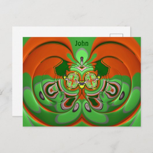 JOHN ~ 3D Design Pattern ~ Kerstkleuren~ Briefkaart (Voorkant / Achterkant)