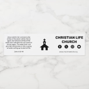 John 4:13-14 Kerk Water Label Waterfles Etiket