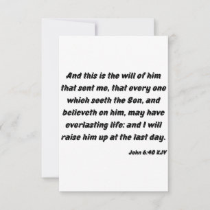 John 6:40 KJV Bible Verse Carte de voeux plat