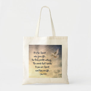 John 6:63 Het is de Spirit die de Bijbel van het l Tote Bag