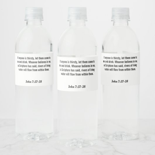 John 7:37-38 Étiquette d'eau (Bouteilles)