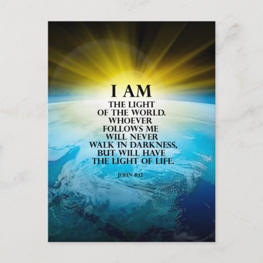 John 8:12 briefkaart (Voorkant)