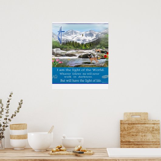 John 8:12 Ik ben het lichte poster (Keuken)