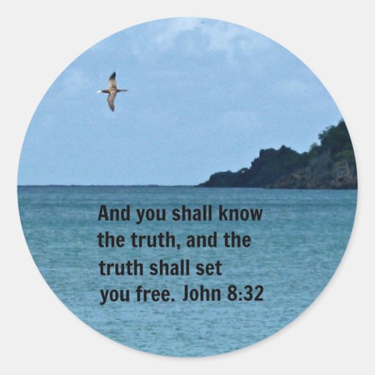 John 8:32 ronde sticker (Voorkant)