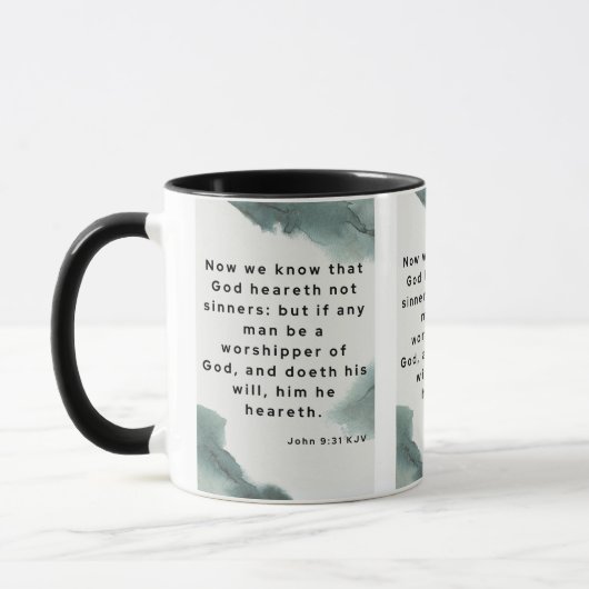 John 9:31 KJV Bible Verse Pic Mug à deux tons (Gauche)