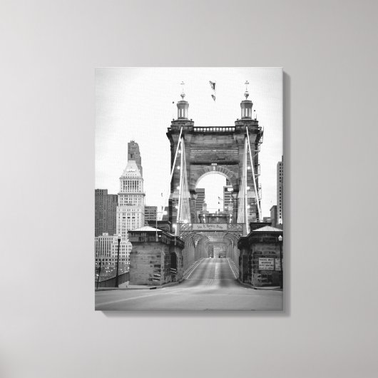 John A. Roebling Bridge, Cincinnati, OH Canvas Afdruk (Voorkant)