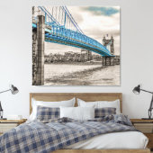 John A Roebling hangbrug Canvas Afdruk (Insitu (Slaapkamer))